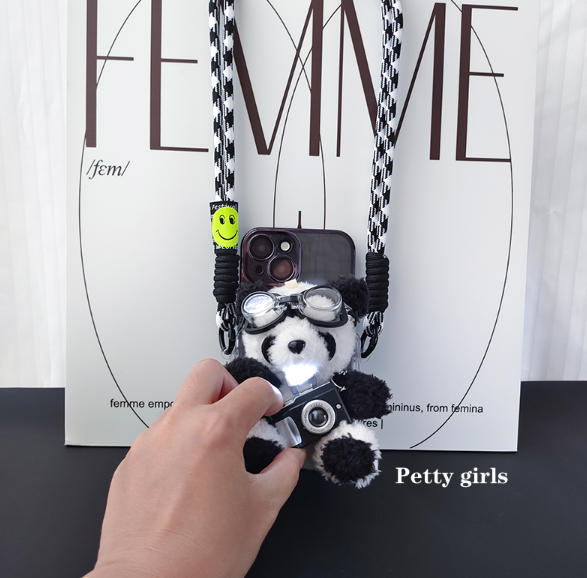 キュートカメラパンダドールサイドクリップスマホショルダー キュートカメラパンダドールサイドクリップスマホショルダー