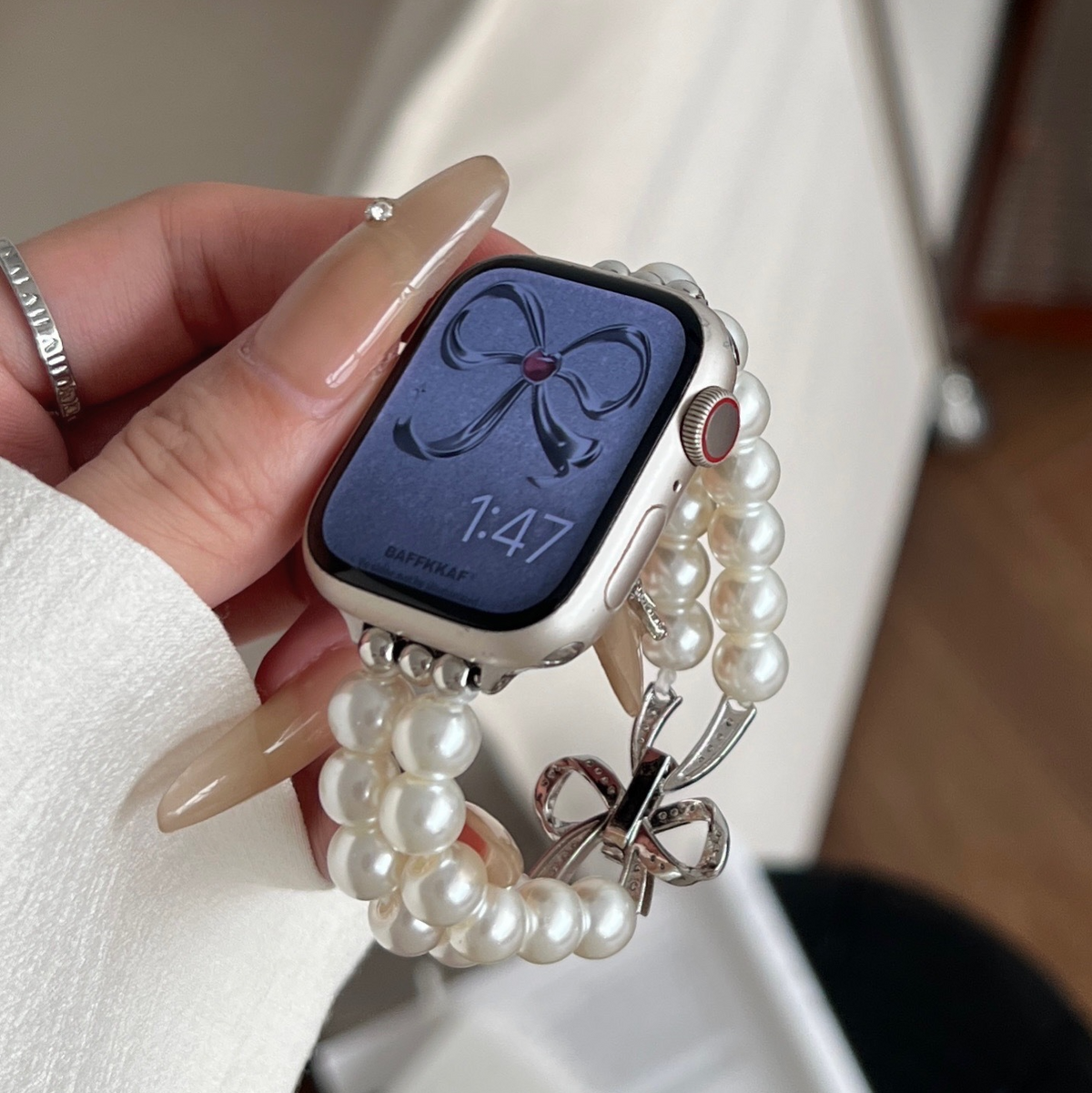 リボンパールバンド【Apple Watch】