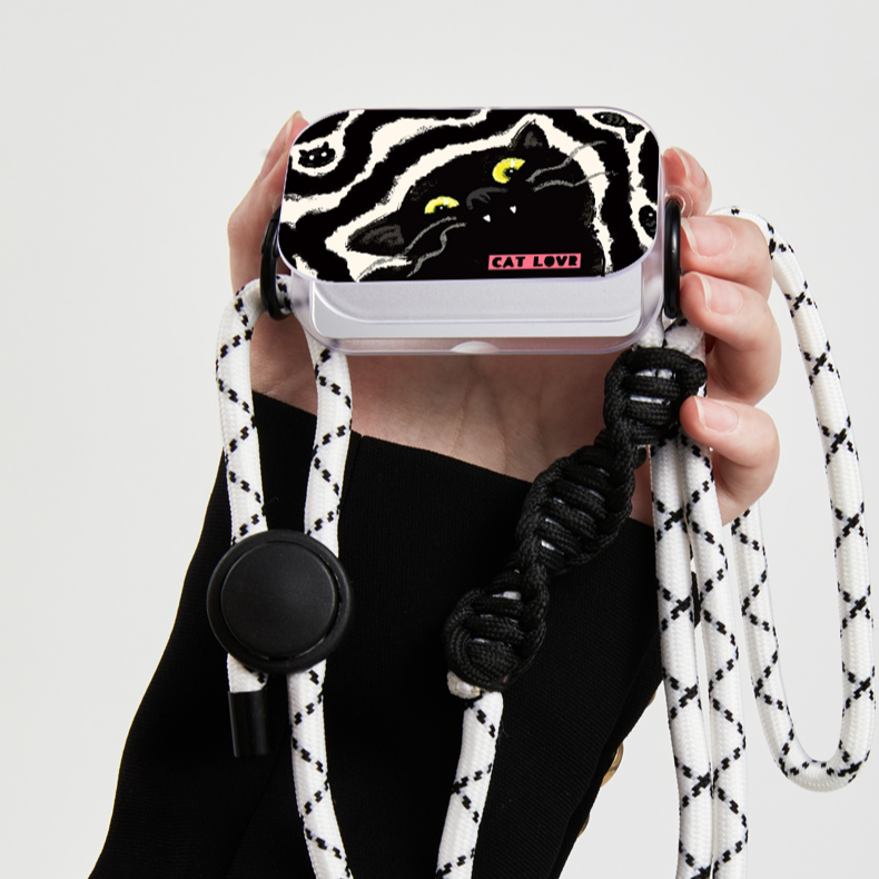 パンダアンドキャットデザインフリップミラーサイドクリップスマホ