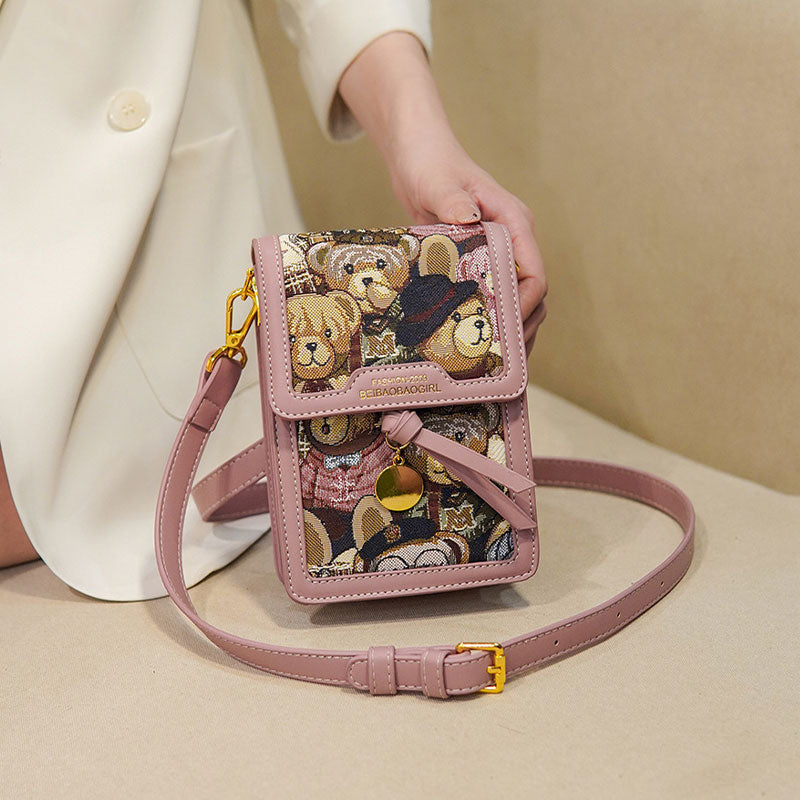 【全3色】テディキャンバスレザースマホショルダーバッグ【その他のタイプ】