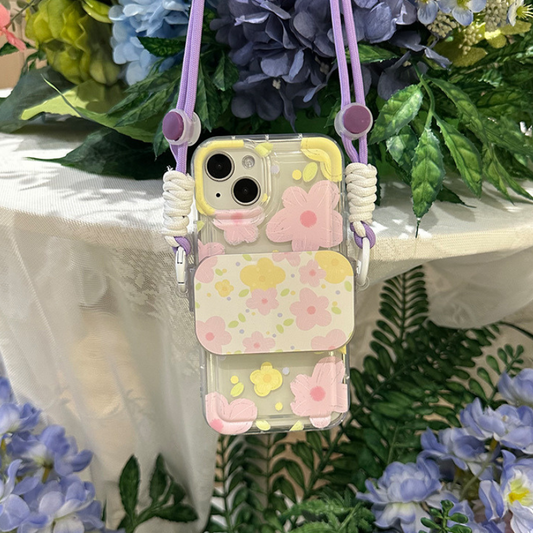 フラワーフリップミラースマホショルダー