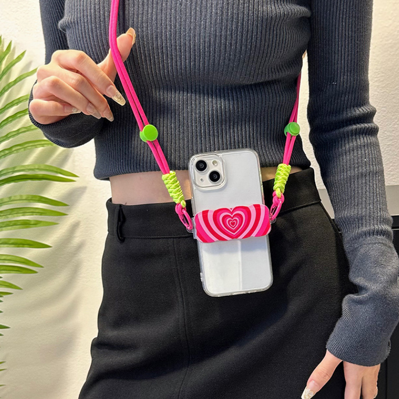 スマホショルダー ストラップ ミニパル ミニファン ピンク もこもこ ローズピンクデザインサイドクリップスマホショルダー【ストラップ