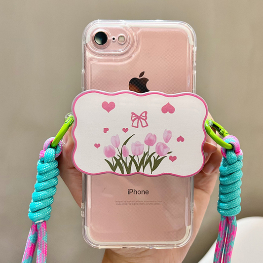 ピンクデザインスマホショルダー