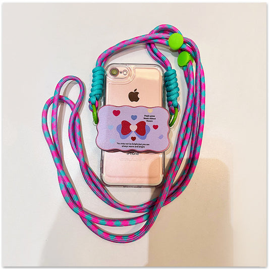 カラフルリボンミニハートスマホショルダー