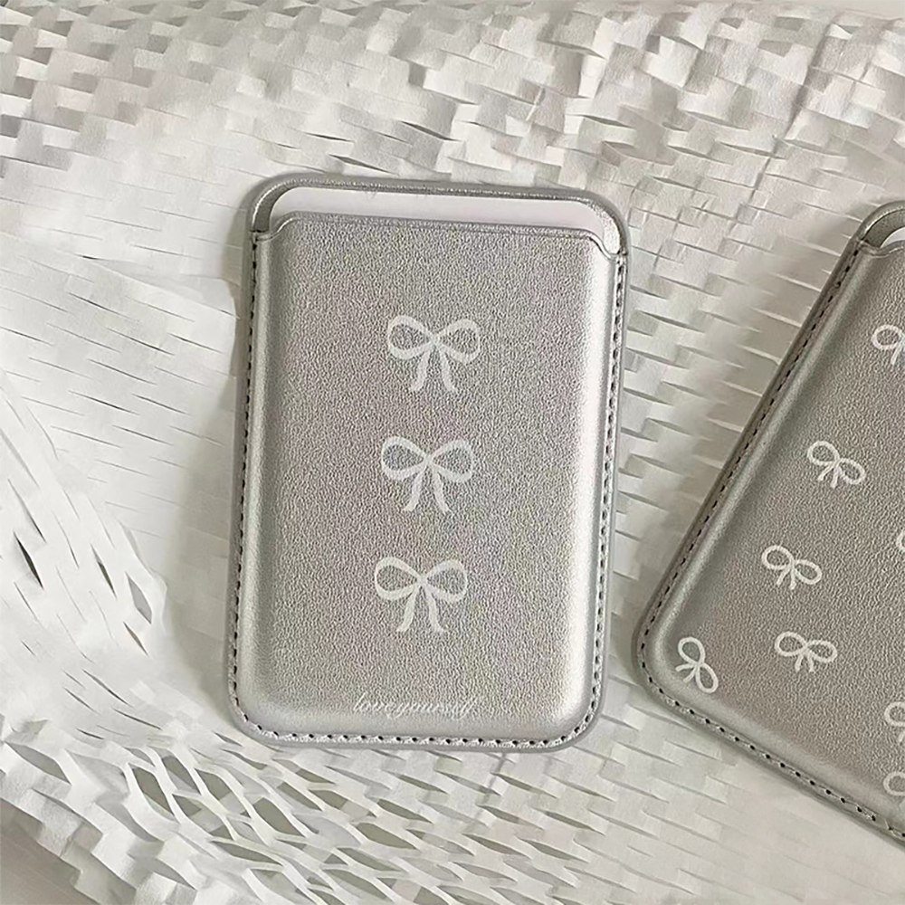 【韓国っぽ可愛い】リボン＆スターMagSafeカードケース【スマホカードケース】
