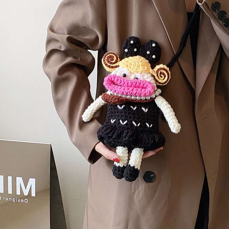 ブラックリボンニットモンスタースマホサコッシュ【その他のタイプ】
