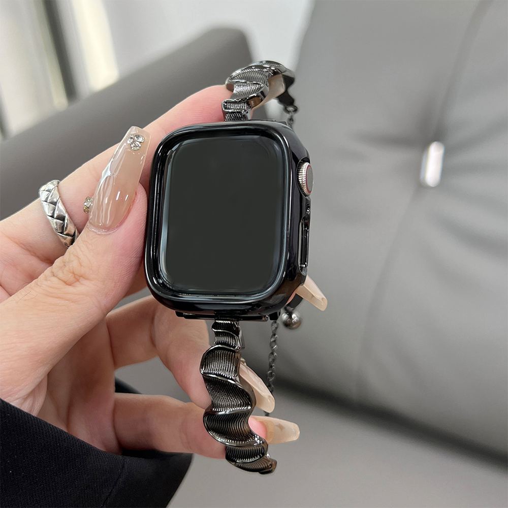 【スタイリッシュに魅せる】ウェーブメタルアップルウォッチバンド【Apple Watch】