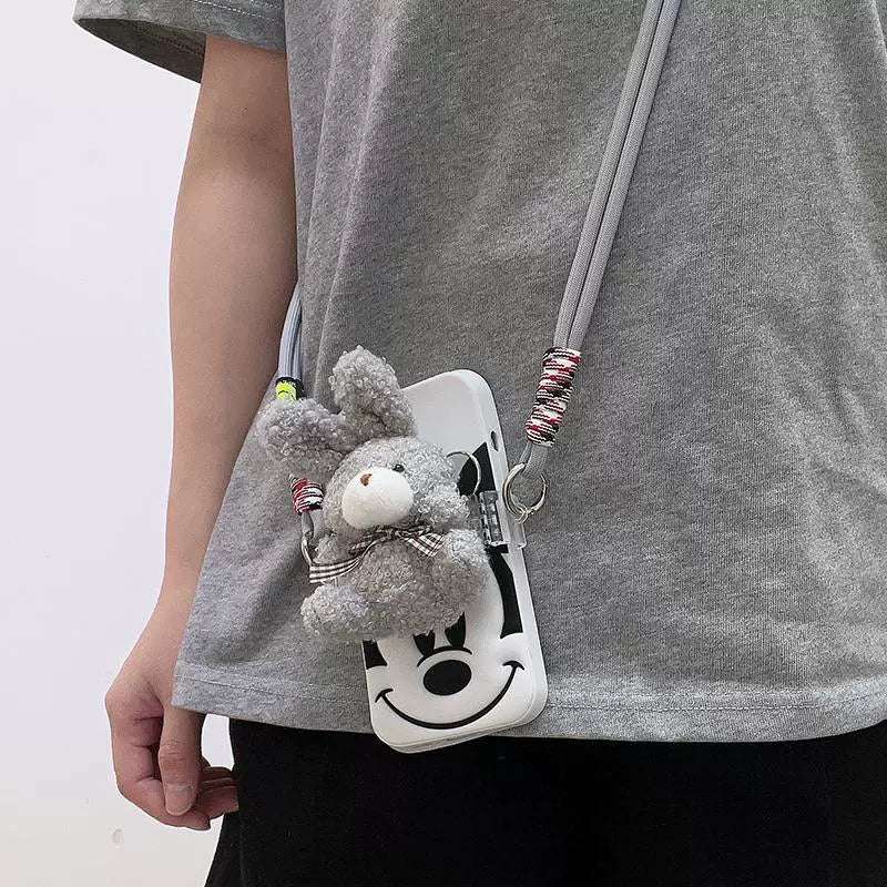 キュートウサギリボンドールサイドクリップスマホショルダー【ストラップタイプ】