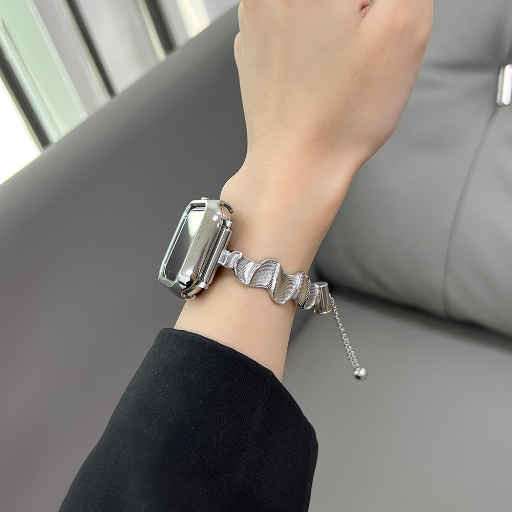 【スタイリッシュに魅せる】ウェーブメタルアップルウォッチバンド【Apple Watch】