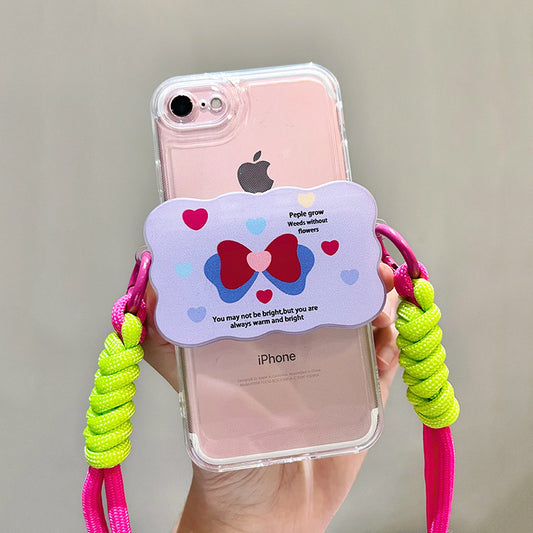 カラフルリボンミニハートスマホショルダー