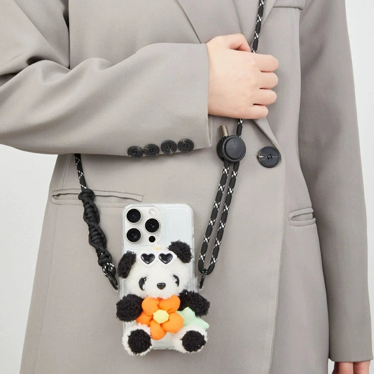 フレキシブルストラップパンダドールサイドクリップスマホショルダー フレキシブルストラップパンダドールサイドクリップスマホショルダー
