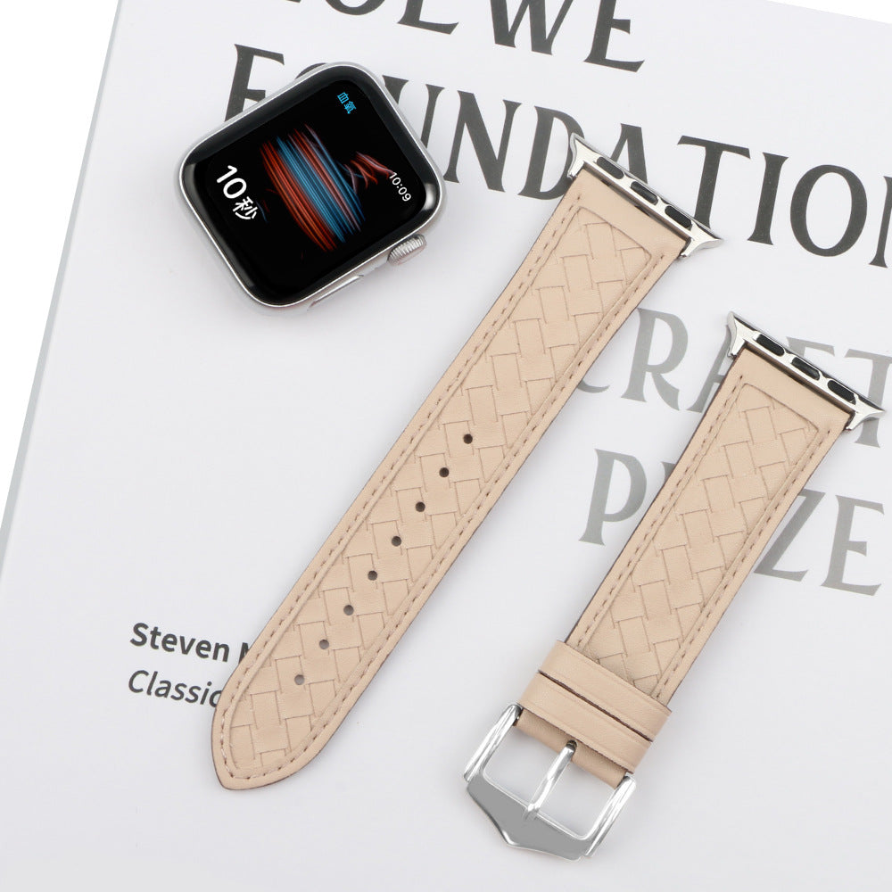 【全7色】エレガント編み込みレザーアップルウォッチバンド【Apple Watch】