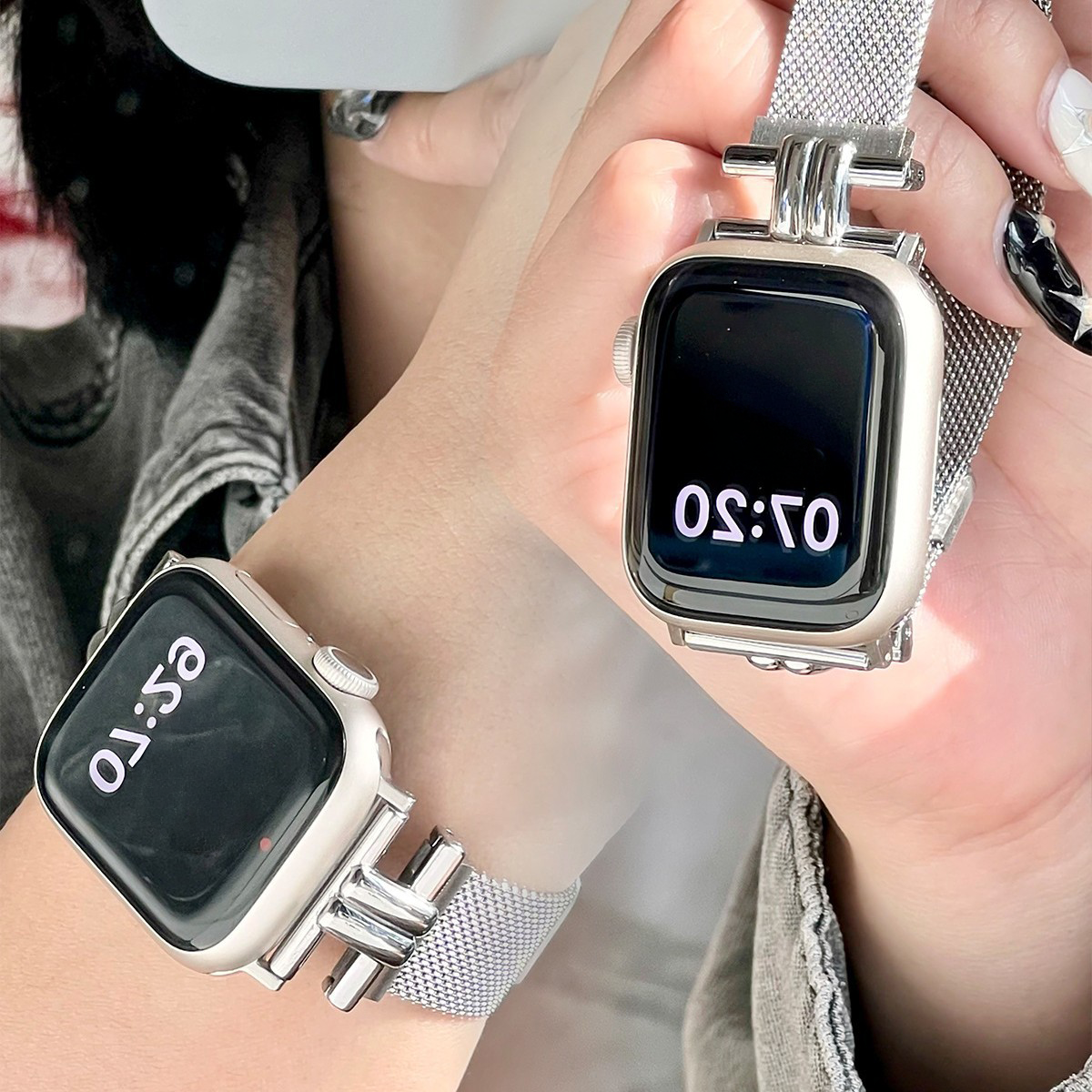 【シンプル上品】マグネットメッシュバンド【Apple Watch】