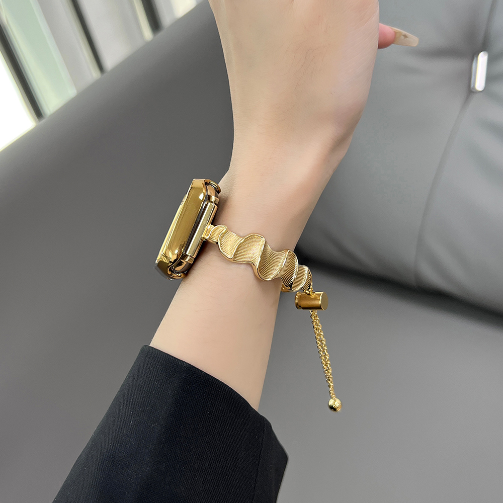 【スタイリッシュに魅せる】ウェーブメタルアップルウォッチバンド【Apple Watch】