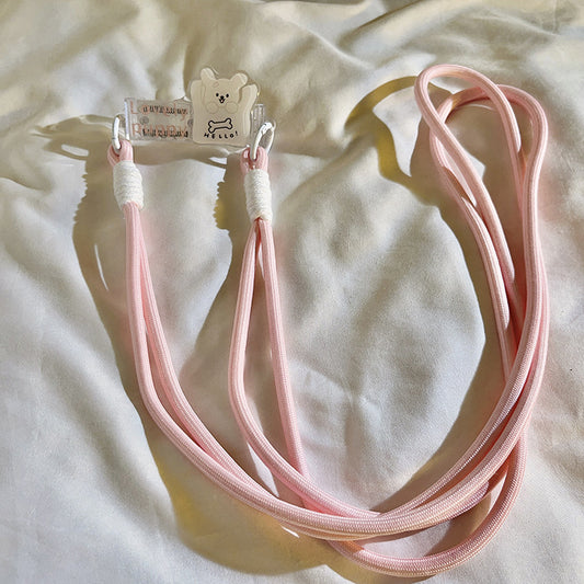 ライトピンクドッグスマホショルダー