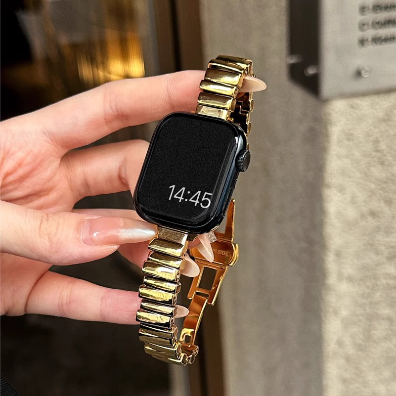【ブレスレットのような存在感】ニュアンスメタルバンド【Apple Watch】