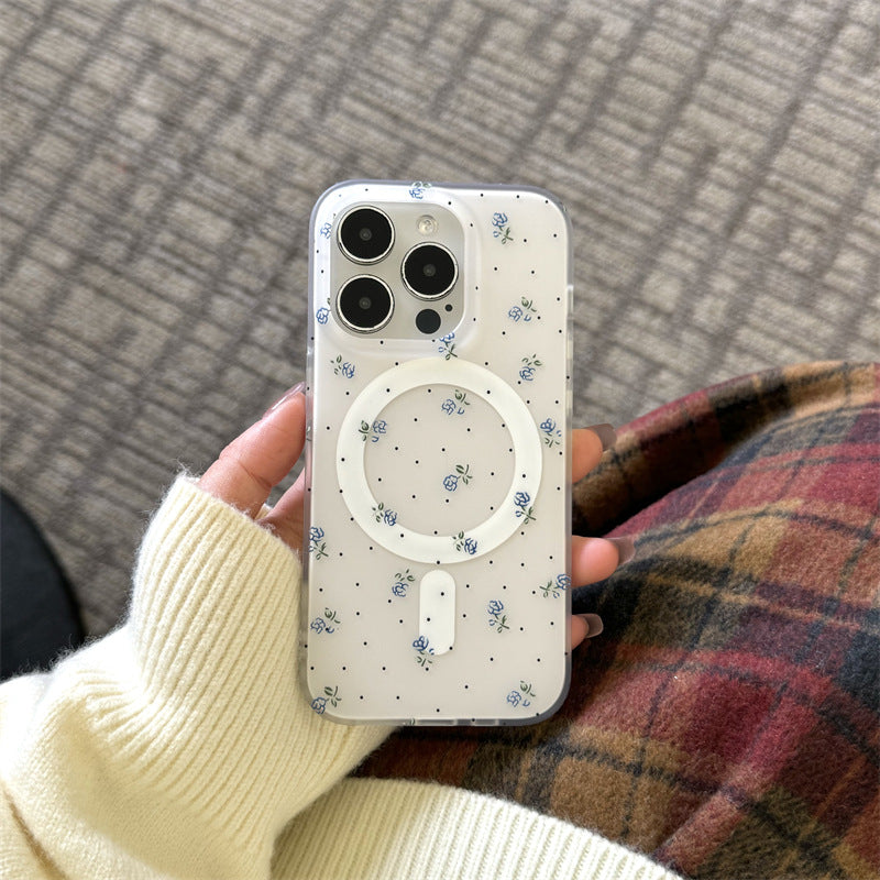 ブルーフラワーMagSafeスマホケース【iPhone】