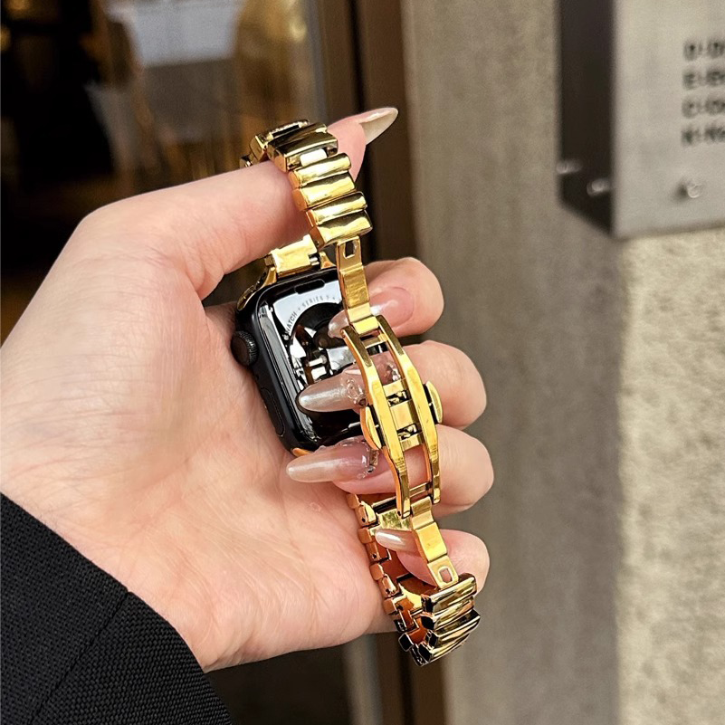 【ブレスレットのような存在感】ニュアンスメタルバンド【Apple Watch】
