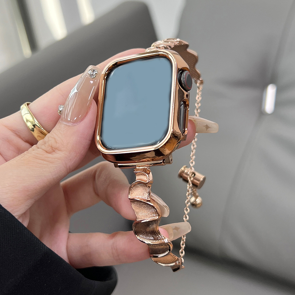 【スタイリッシュに魅せる】ウェーブメタルアップルウォッチバンド【Apple Watch】