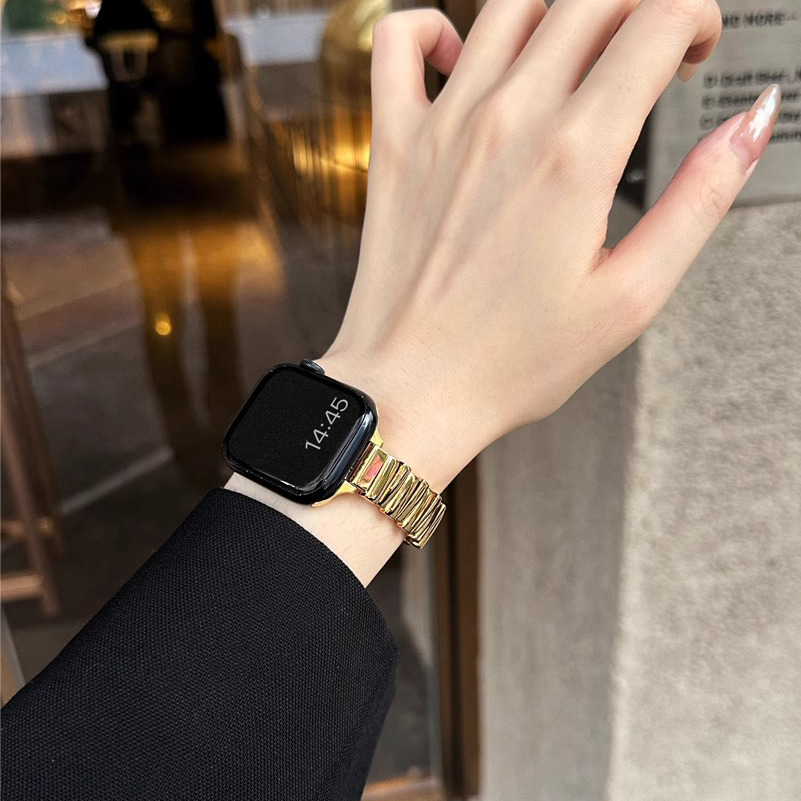 【ブレスレットのような存在感】ニュアンスメタルバンド【Apple Watch】