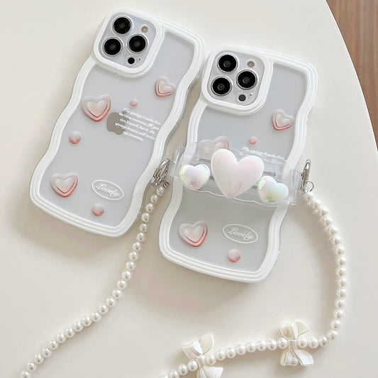 オーロラハートパールスマホショルダー