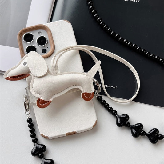 レザーダックスフンドスマホショルダー