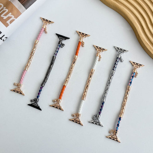 【華やかブレス風】本革ロープ編みレザーストラップ【Apple Watch】