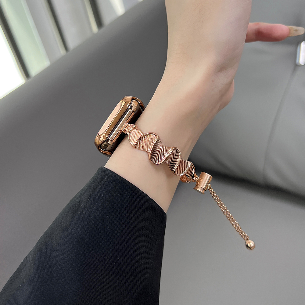 【スタイリッシュに魅せる】ウェーブメタルアップルウォッチバンド【Apple Watch】