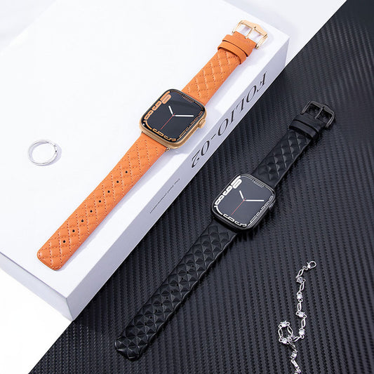 【全9色】ダイヤモンドパターン本革アップルウォッチバンド【Apple Watch】