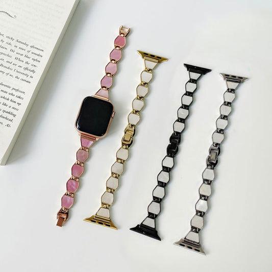 【上品に煌めく】シェルデザインアップルウォッチバンド【Apple Watch】