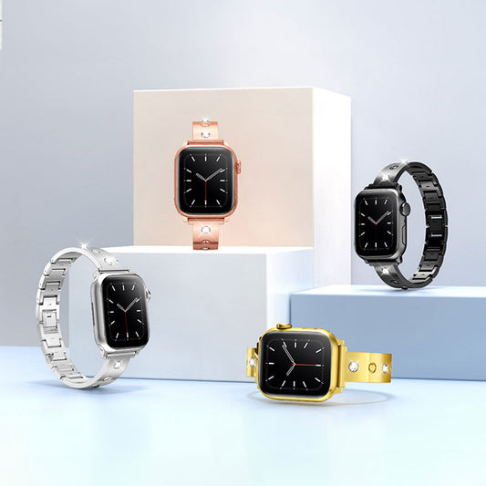 【華やかな輝き】ラインストーンステンレスアップルウォッチバンド【Apple Watch】