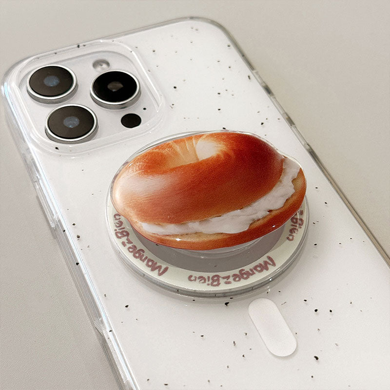 【思わずお腹が空く♪】ベーグルホイップMagSafeスマホグリップ【スマホグリップ】
