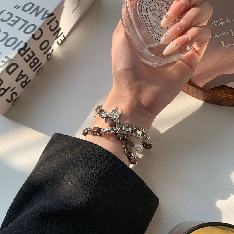 【華奢な煌めき】チャーム付きダブルチェーンアップルウォッチバンド【Apple Watch】