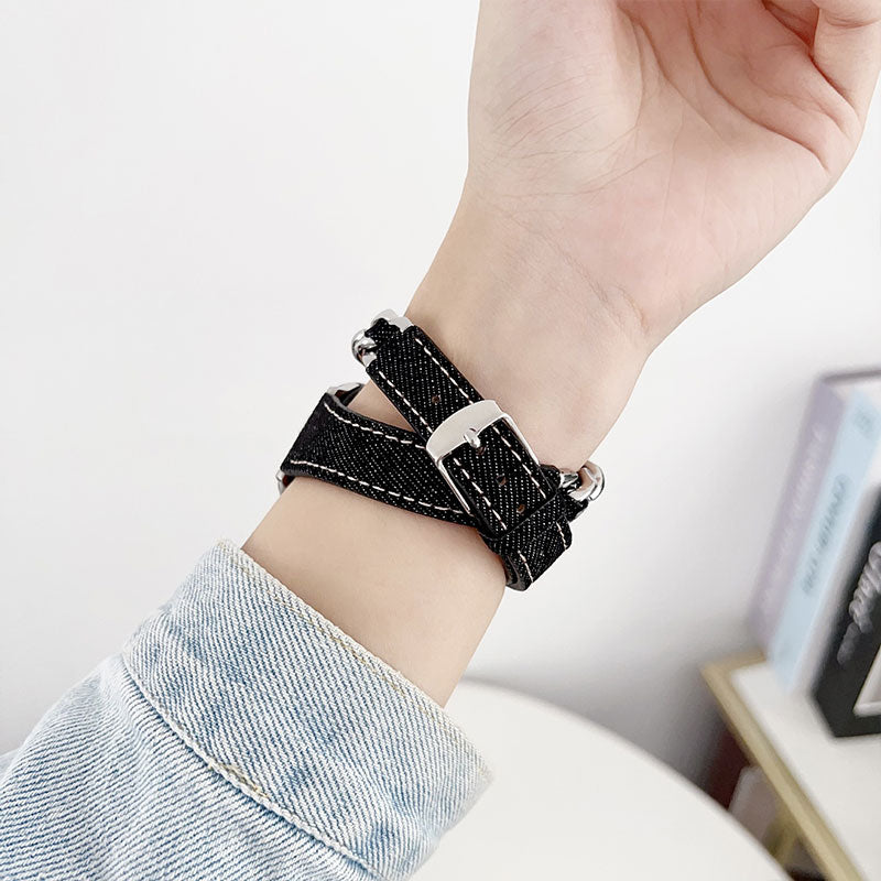 【カジュアルに映える】デニムチェーンダブルループアップルウォッチバンド【Apple Watch】