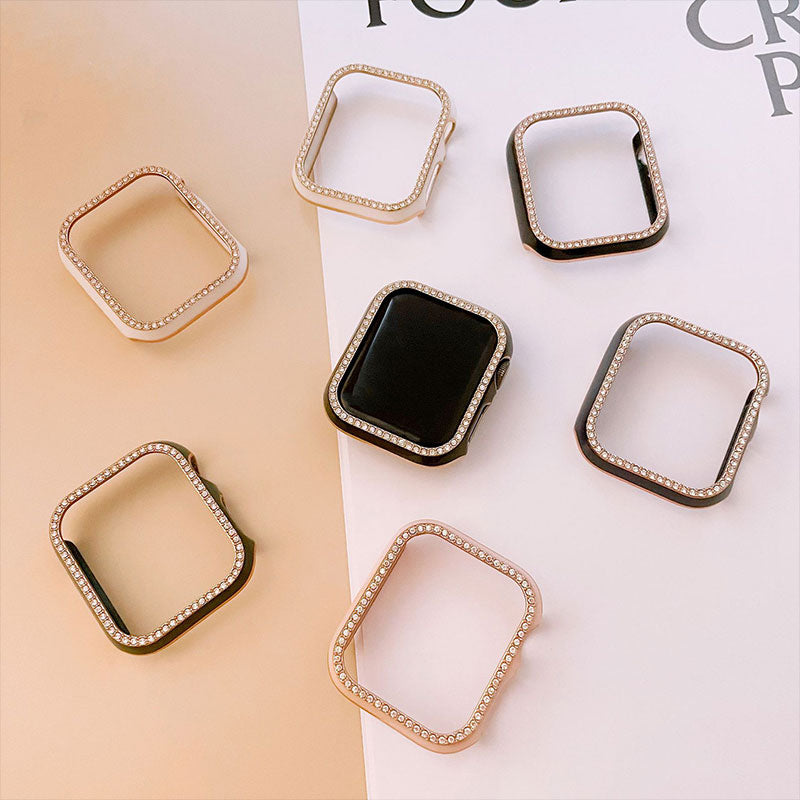 【上品な輝き】ラインストーンエレガントアップルウォッチケース【Apple Watch】
