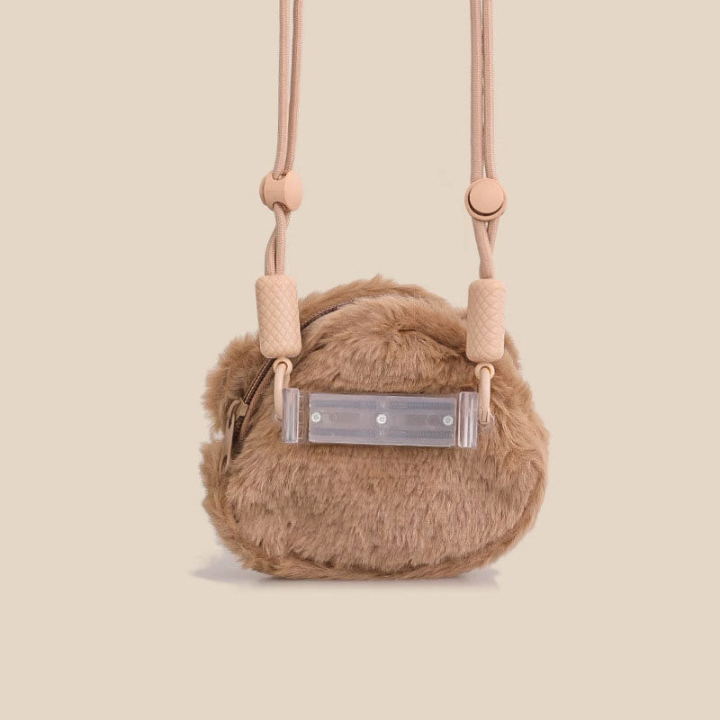 【ふわもこベア】くまポーチ付きサイドクリップスマホショルダー【ストラップタイプ】