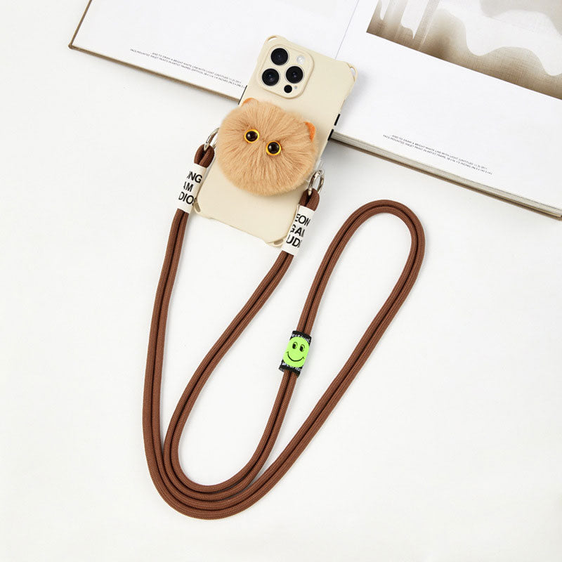 【キュートな瞳👀】もふもふにゃんこサイドクリップスマホショルダー【ストラップタイプ】