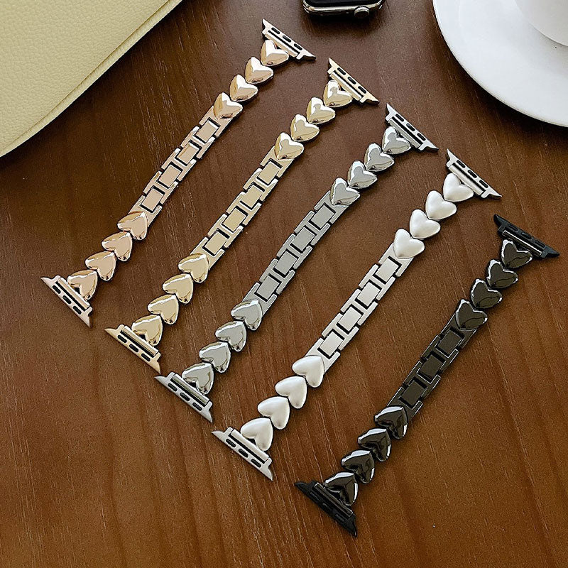 【可憐に輝く】ハートデザインメタルアップルウォッチバンド【Apple Watch】