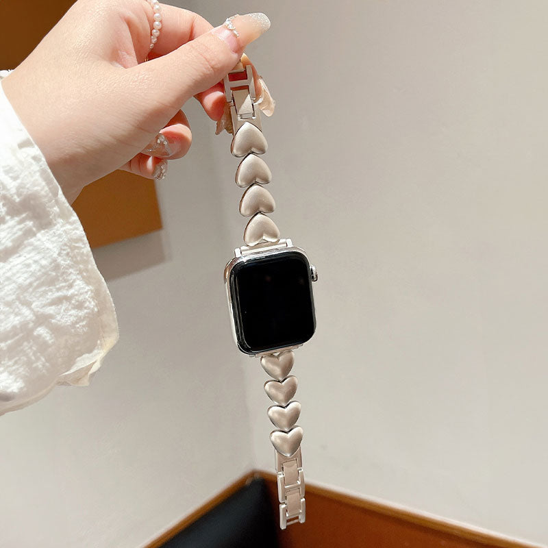 【可憐に輝く】ハートデザインメタルアップルウォッチバンド【Apple Watch】