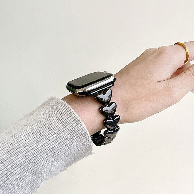 【可憐に輝く】ハートデザインメタルアップルウォッチバンド【Apple Watch】