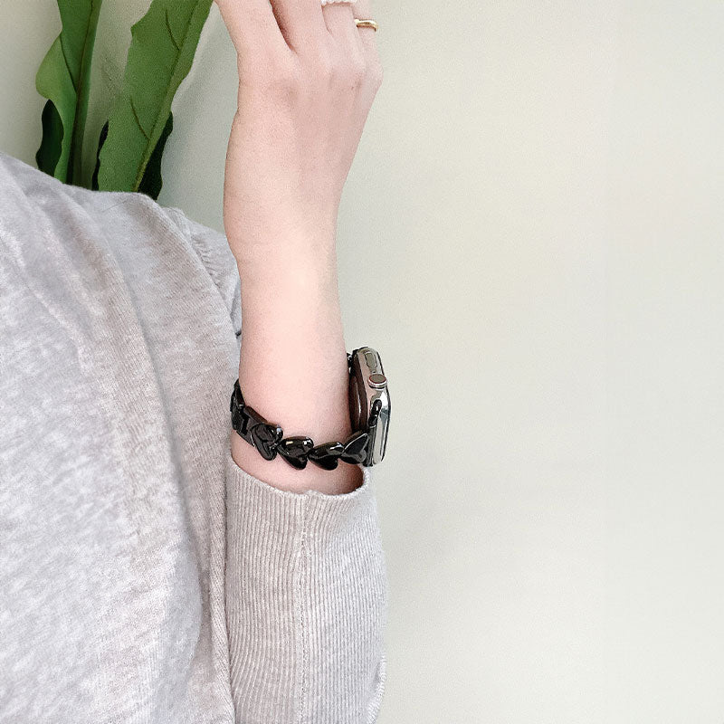 【可憐に輝く】ハートデザインメタルアップルウォッチバンド【Apple Watch】