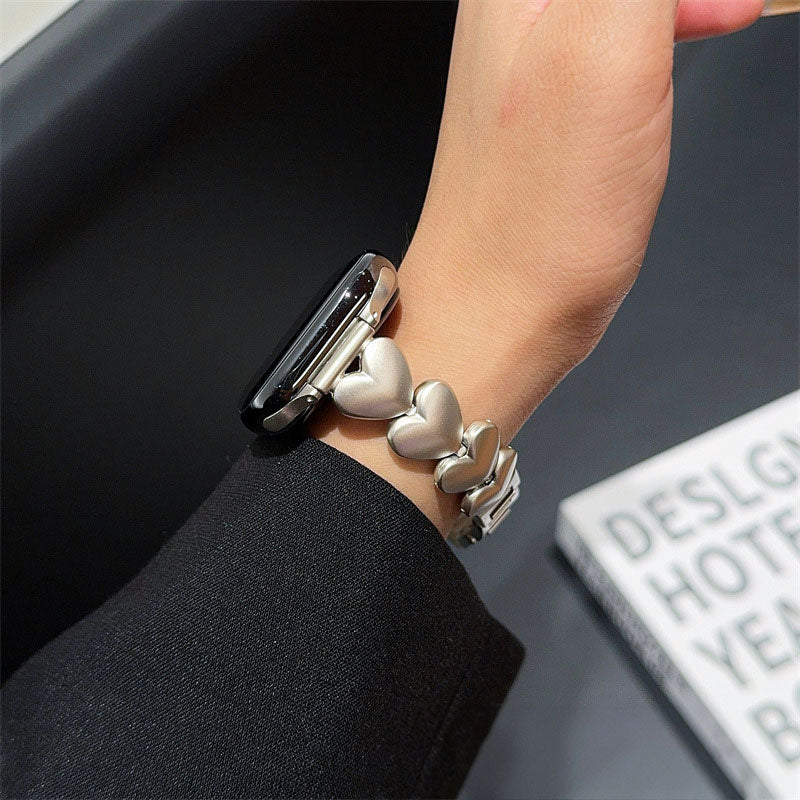 【可憐に輝く】ハートデザインメタルアップルウォッチバンド【Apple Watch】