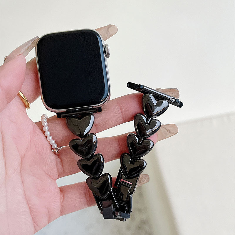 【可憐に輝く】ハートデザインメタルアップルウォッチバンド【Apple Watch】