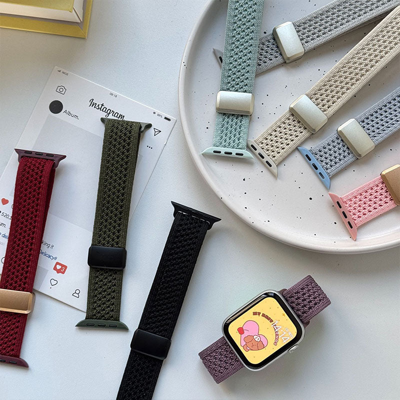 【ふんわりカラー】マグネットナイロンアップルウォッチバンド【Apple Watch】