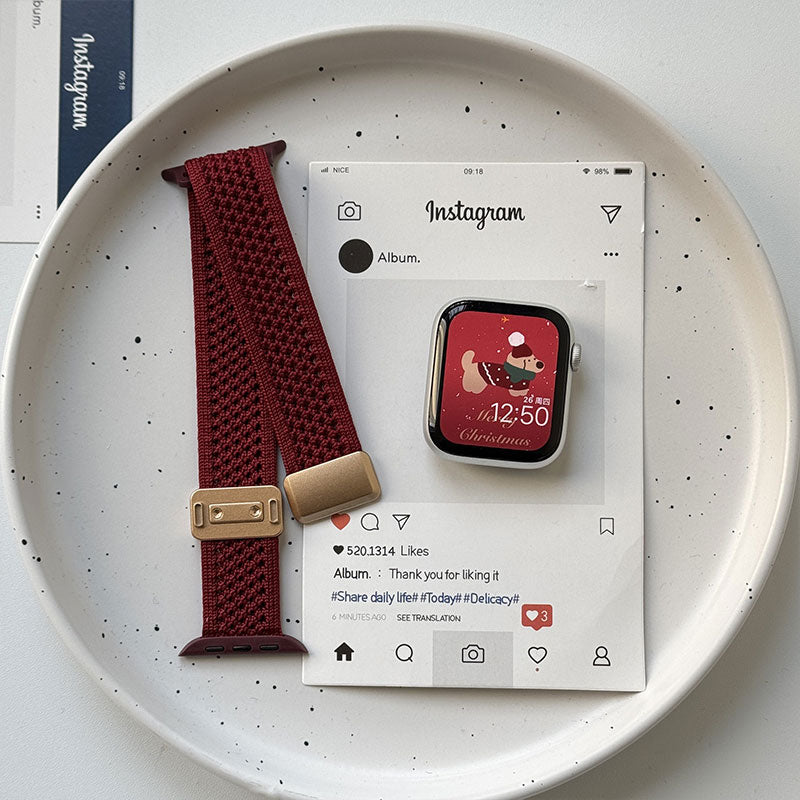 【ふんわりカラー】マグネットナイロンアップルウォッチバンド【Apple Watch】