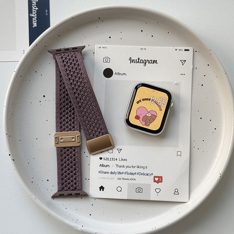 【ふんわりカラー】マグネットナイロンアップルウォッチバンド【Apple Watch】