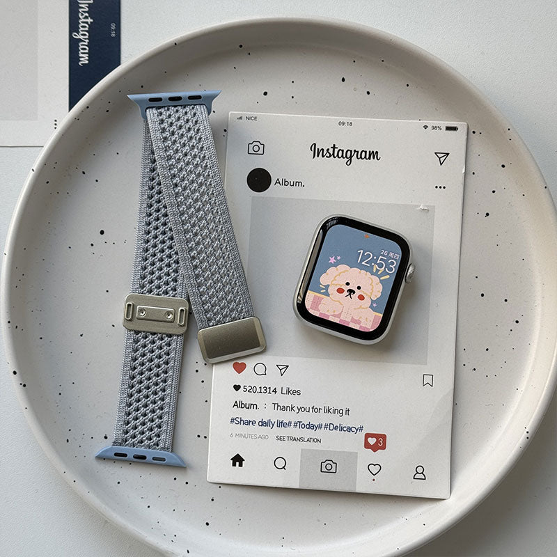 【ふんわりカラー】マグネットナイロンアップルウォッチバンド【Apple Watch】