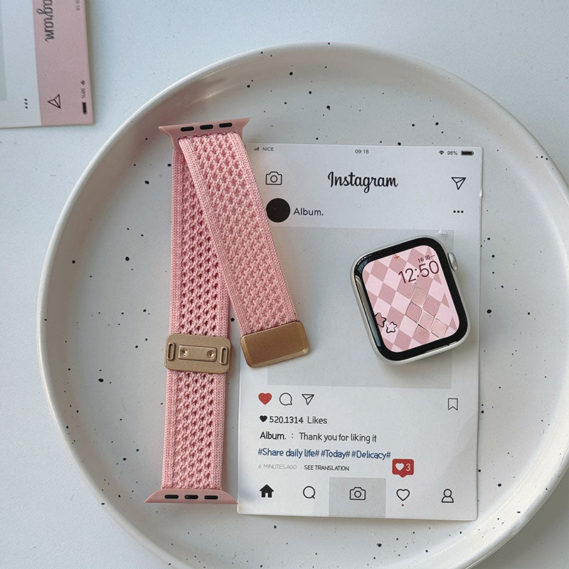 【ふんわりカラー】マグネットナイロンアップルウォッチバンド【Apple Watch】