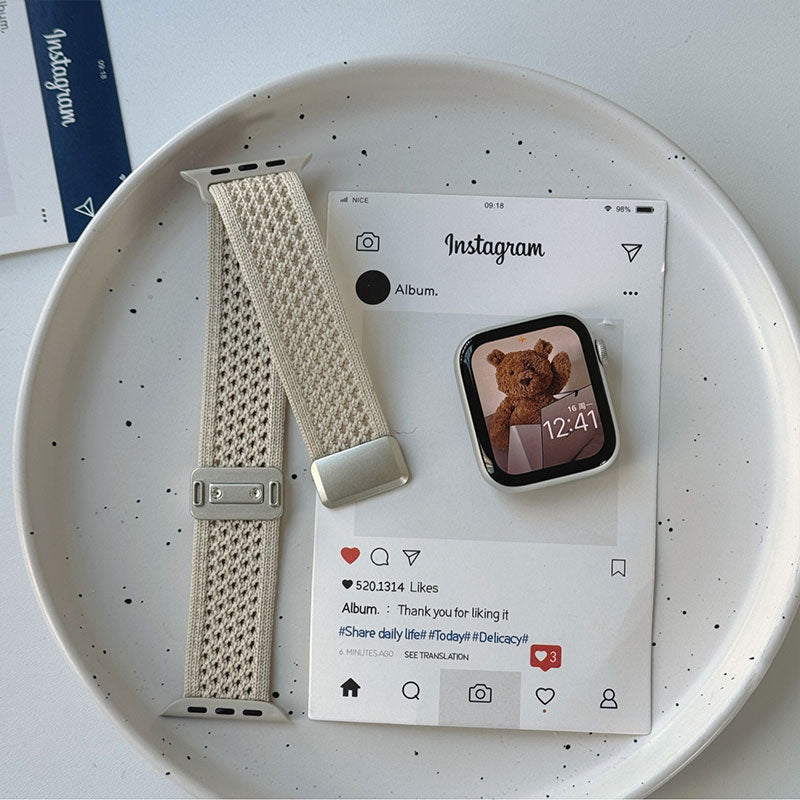 【ふんわりカラー】マグネットナイロンアップルウォッチバンド【Apple Watch】