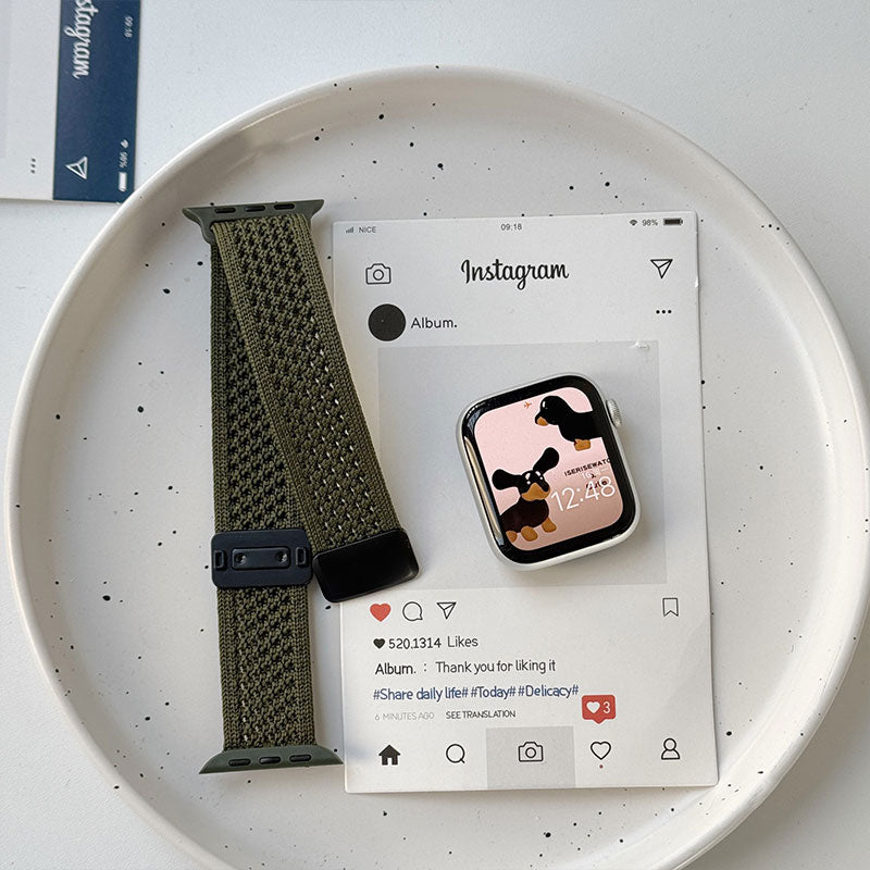 【ふんわりカラー】マグネットナイロンアップルウォッチバンド【Apple Watch】